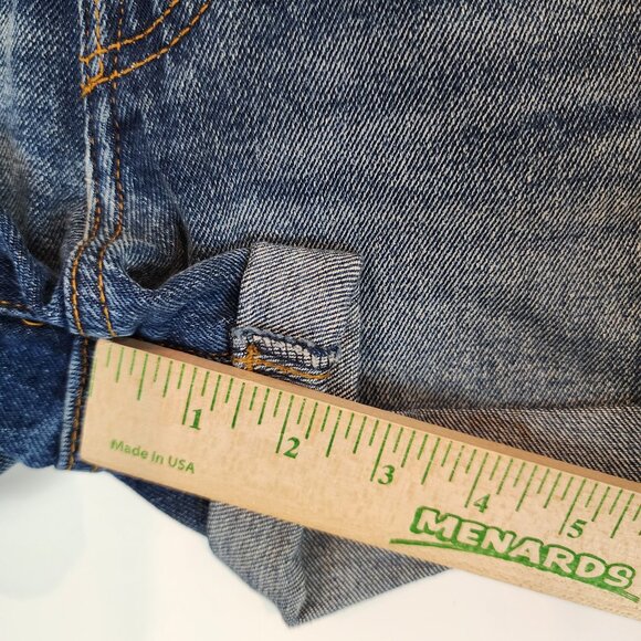 Levi's High Rise Button Fly Wedgie Shorts Mid Wash Cuffed Hem Cheeky Denim Short - Picture 12 of 12